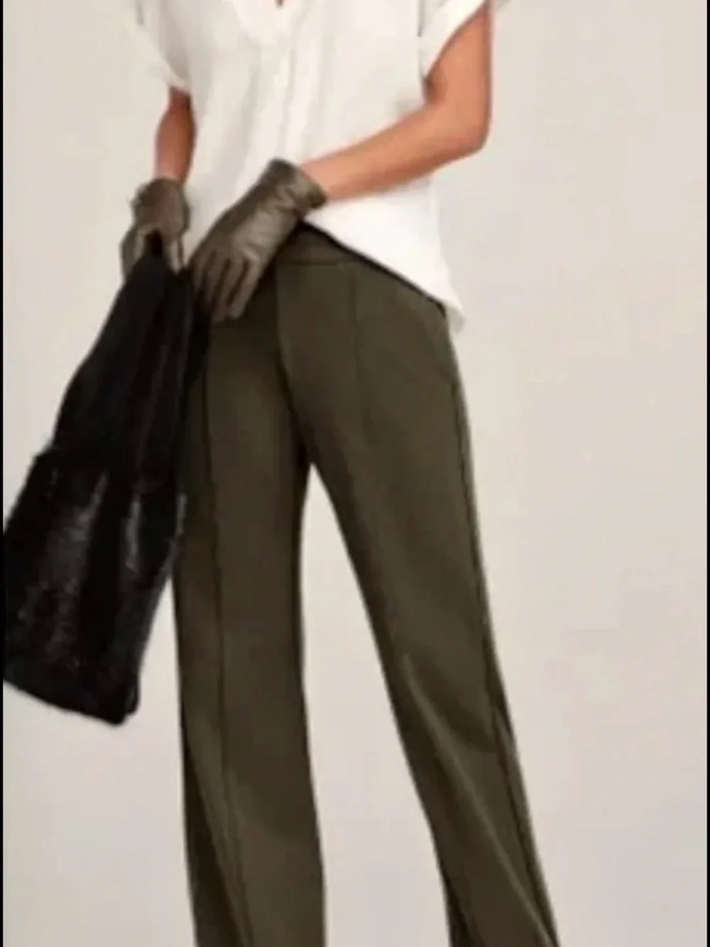 CAbi Academy Trousers Olive Green High-Waist Wide-Leg